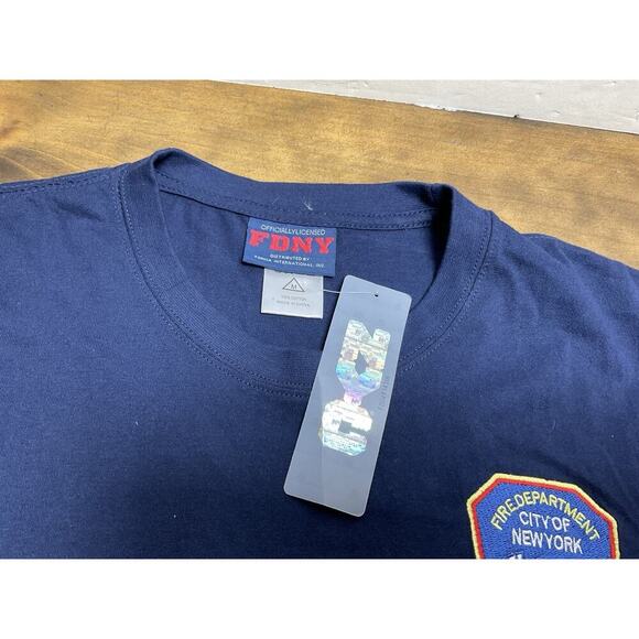 FDNY Shirt Mens Medium Blue New York City Fire Department Embroidered Patch NWT - Picture 3 of 9